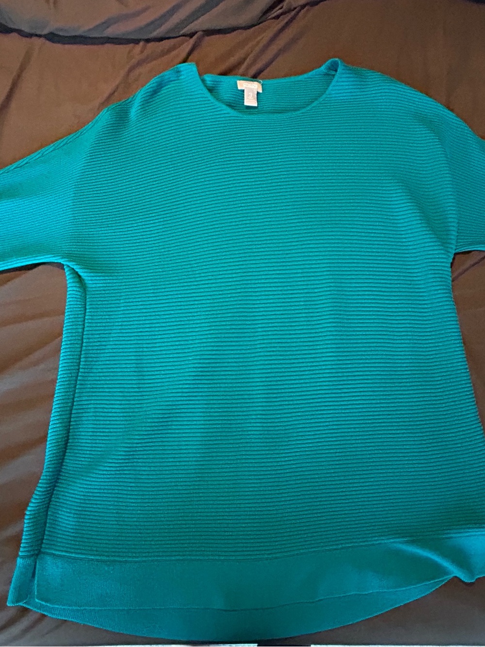 Chico's Teal Ribbed Short-Sleeve Top
